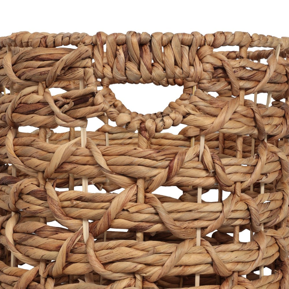 Hearth Bohemian Coastal Handwoven Water Hyacinth Rope Nesting Baskets with Handles