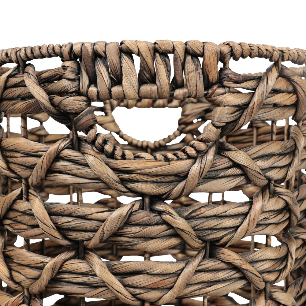 Hearth Bohemian Coastal Handwoven Water Hyacinth Rope Nesting Baskets with Handles