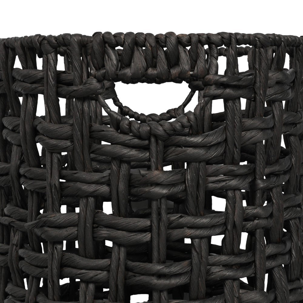 Ease Coastal Bohemian Water Hyacinth Handwoven Checker Weave Nesting Baskets with Handles