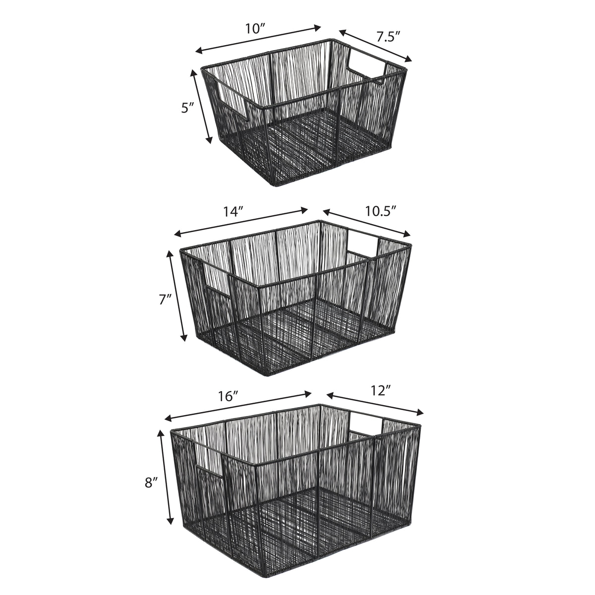 Sutton Modern Glam Handmade Wire Metal Nesting Storage Baskets