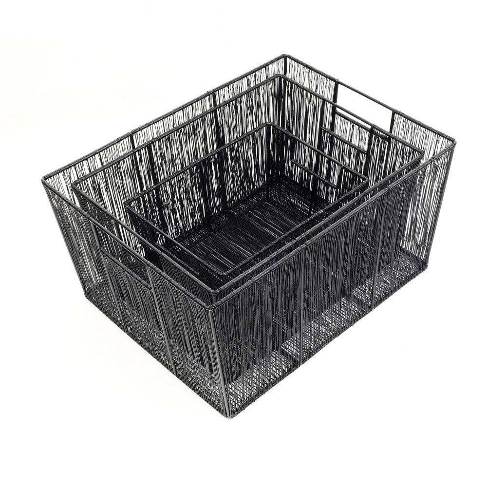 Sutton Modern Glam Handmade Wire Metal Nesting Storage Baskets