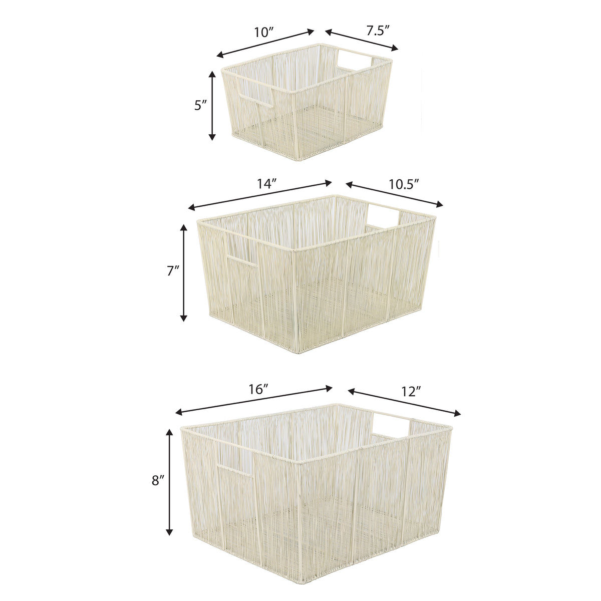 Sutton Modern Glam Handmade Wire Metal Nesting Storage Baskets