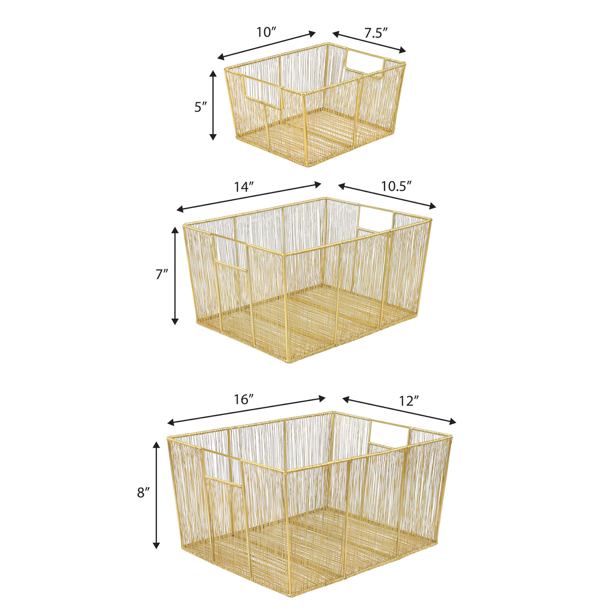 Sutton Modern Glam Handmade Wire Metal Nesting Storage Baskets