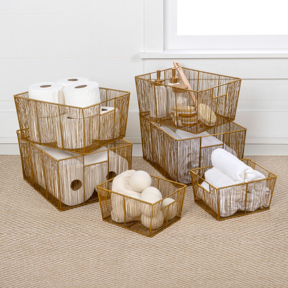 Sutton Modern Glam Handmade Wire Metal Nesting Storage Baskets