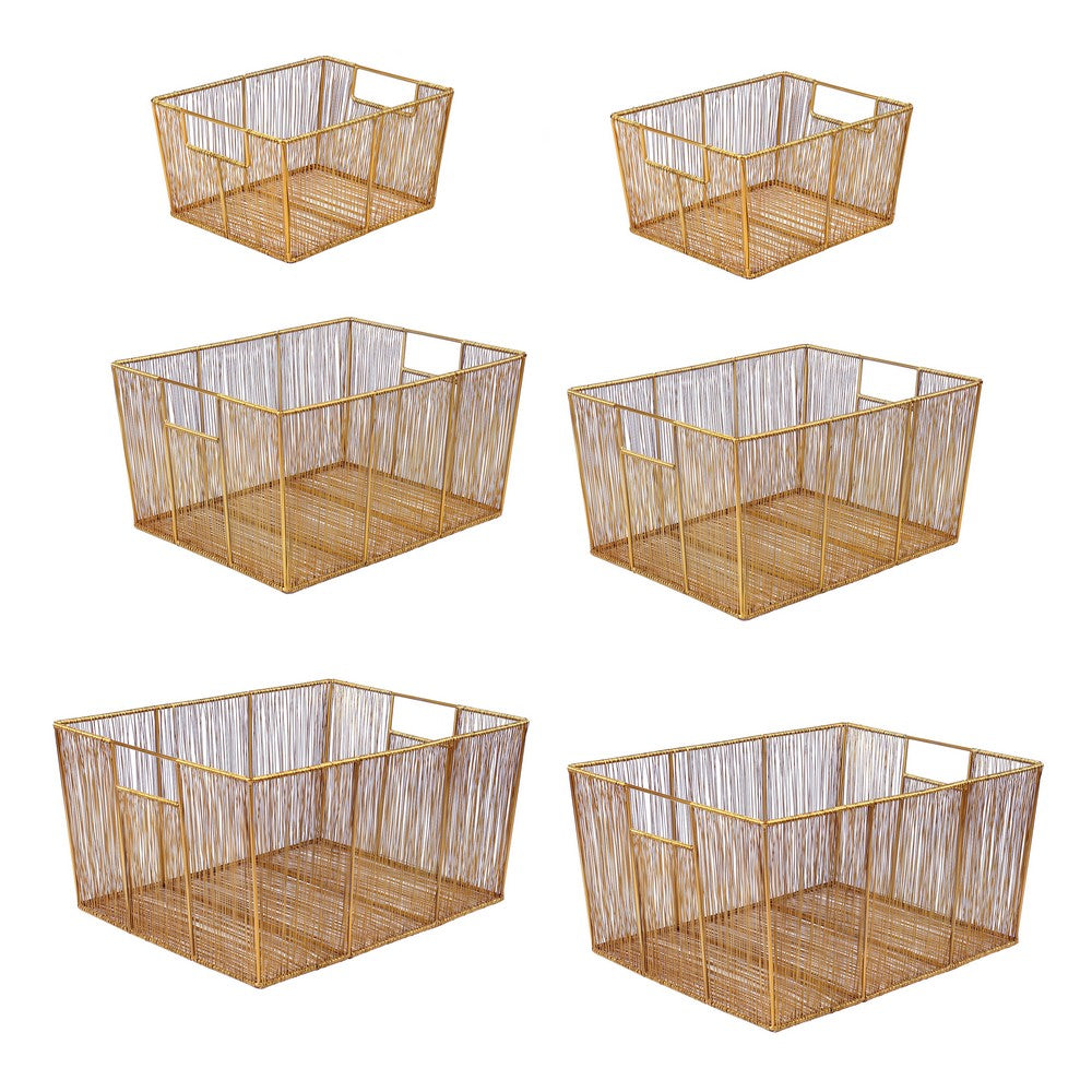 Sutton Modern Glam Handmade Wire Metal Nesting Storage Baskets