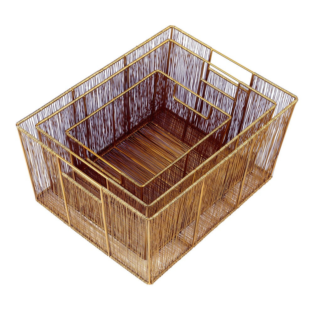Sutton Modern Glam Handmade Wire Metal Nesting Storage Baskets