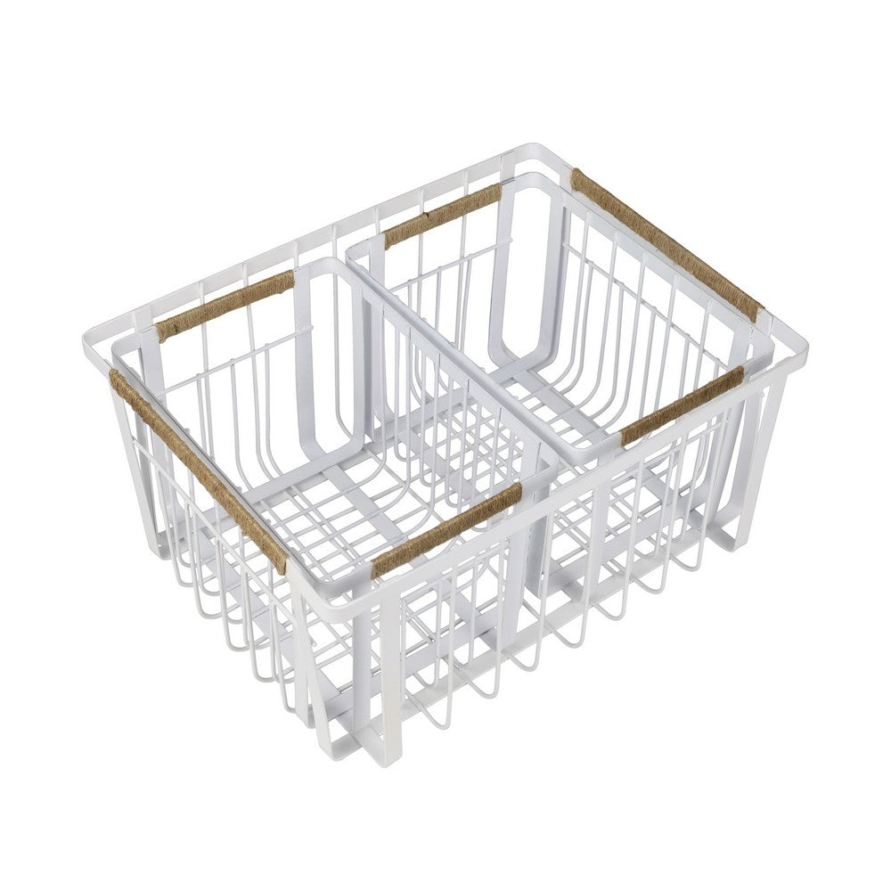 Henley Vintage Farmhouse Handmade Wire Metal Nesting Storage Baskets with Jute Wrapped Handles