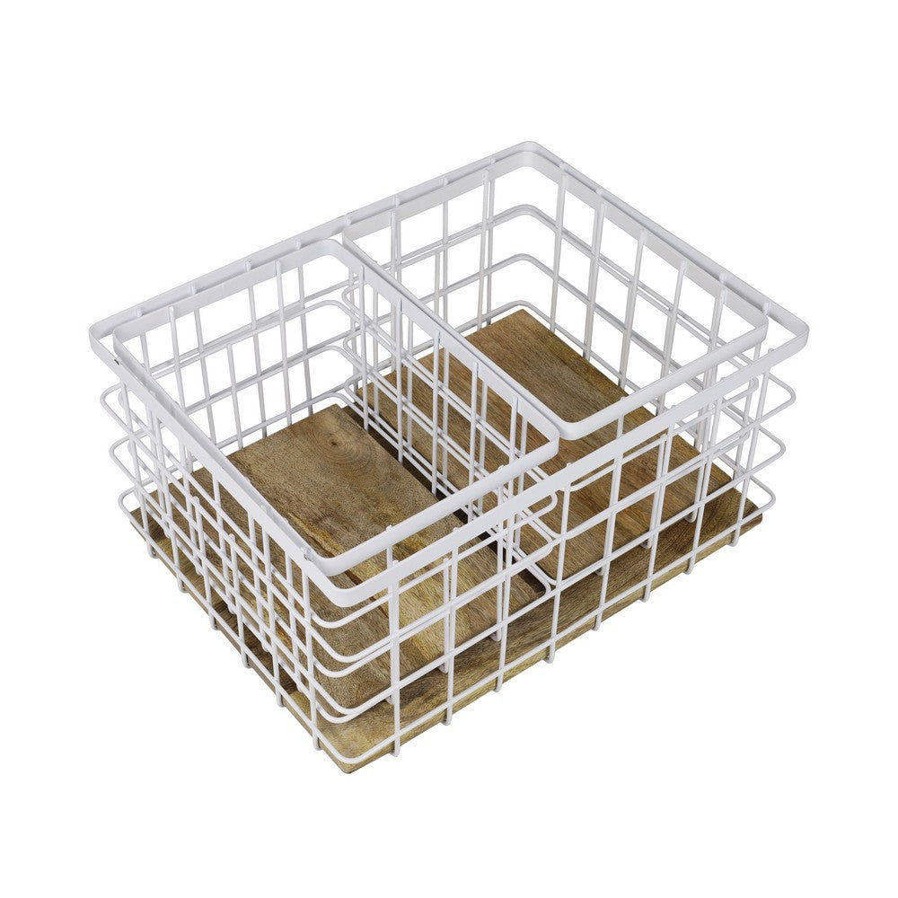 Evvie Vintage Farmhouse Handmade Wire Metal Nesting Storage Baskets with Wood Base