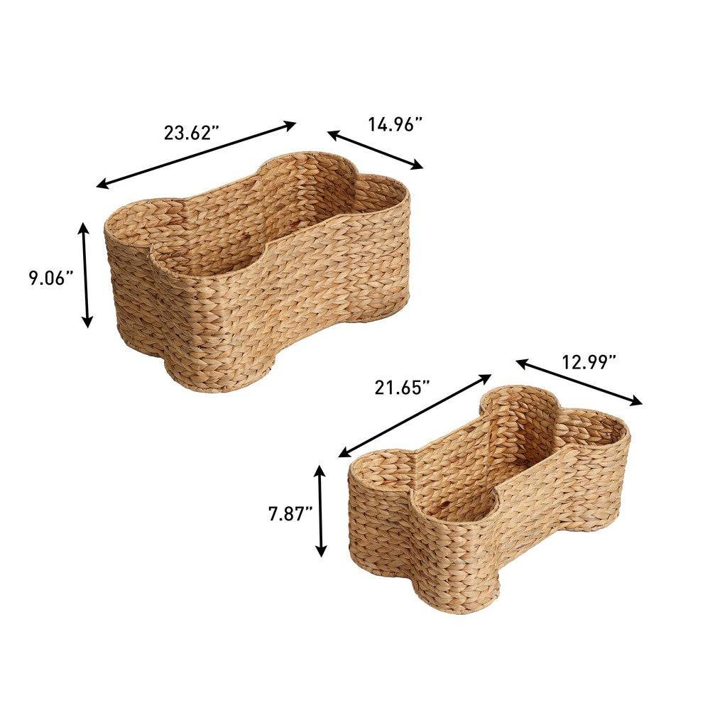 Digby Bone-Shaped Large Hand Woven Water Hyacinth Nesting Pet Toy Organizer Baskets