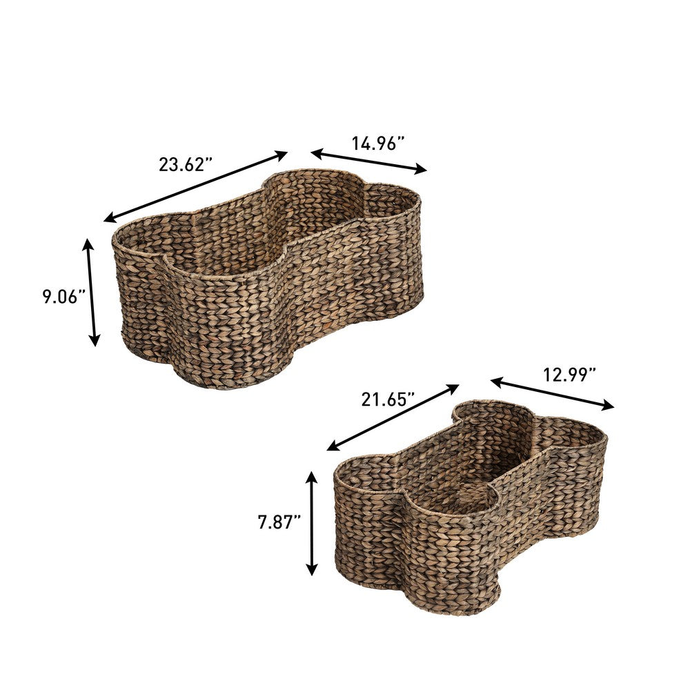 Digby Bone-Shaped Large Hand Woven Water Hyacinth Nesting Pet Toy Organizer Baskets