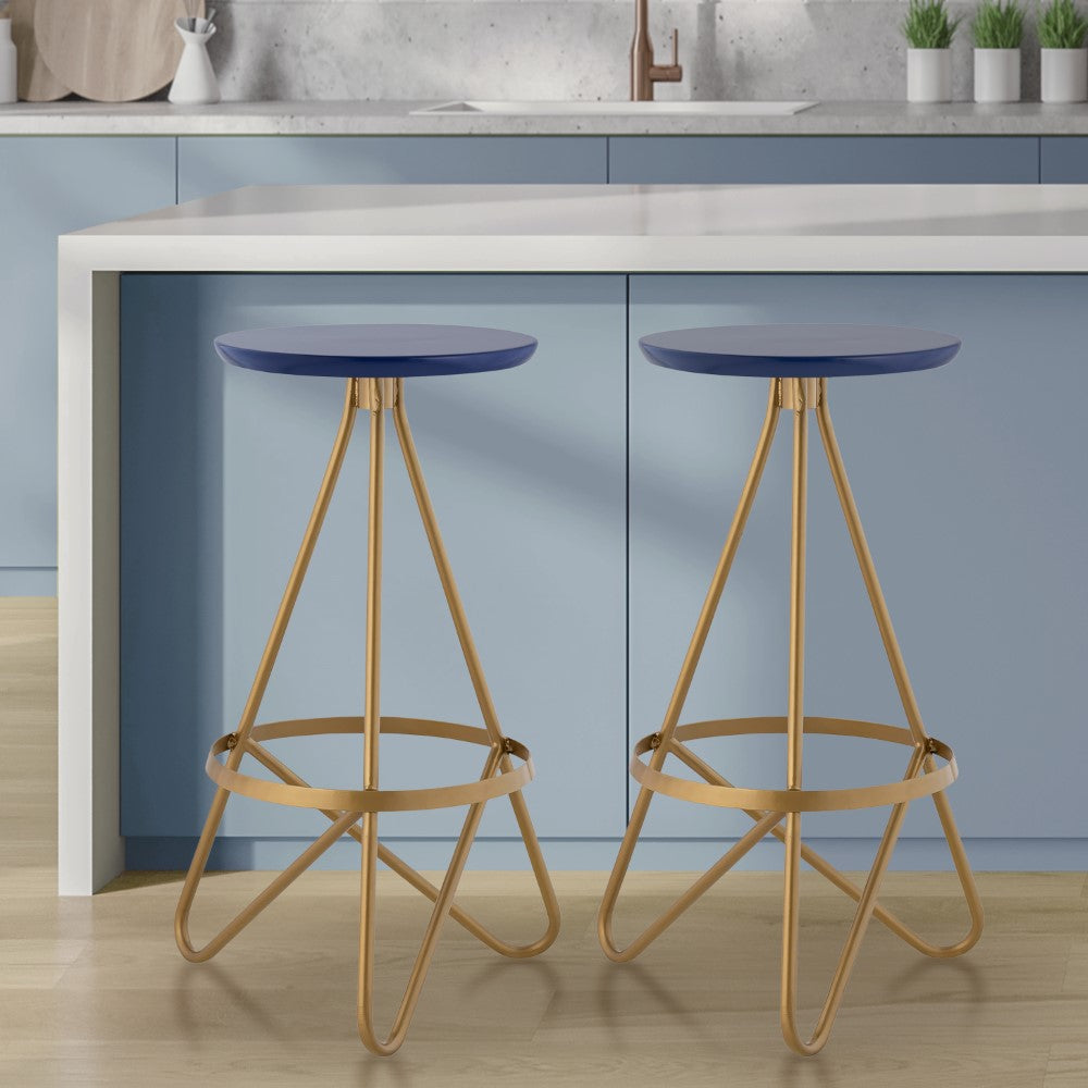 Nobu 30" Modern Industrial Metal Backless Circular Bar Stool
