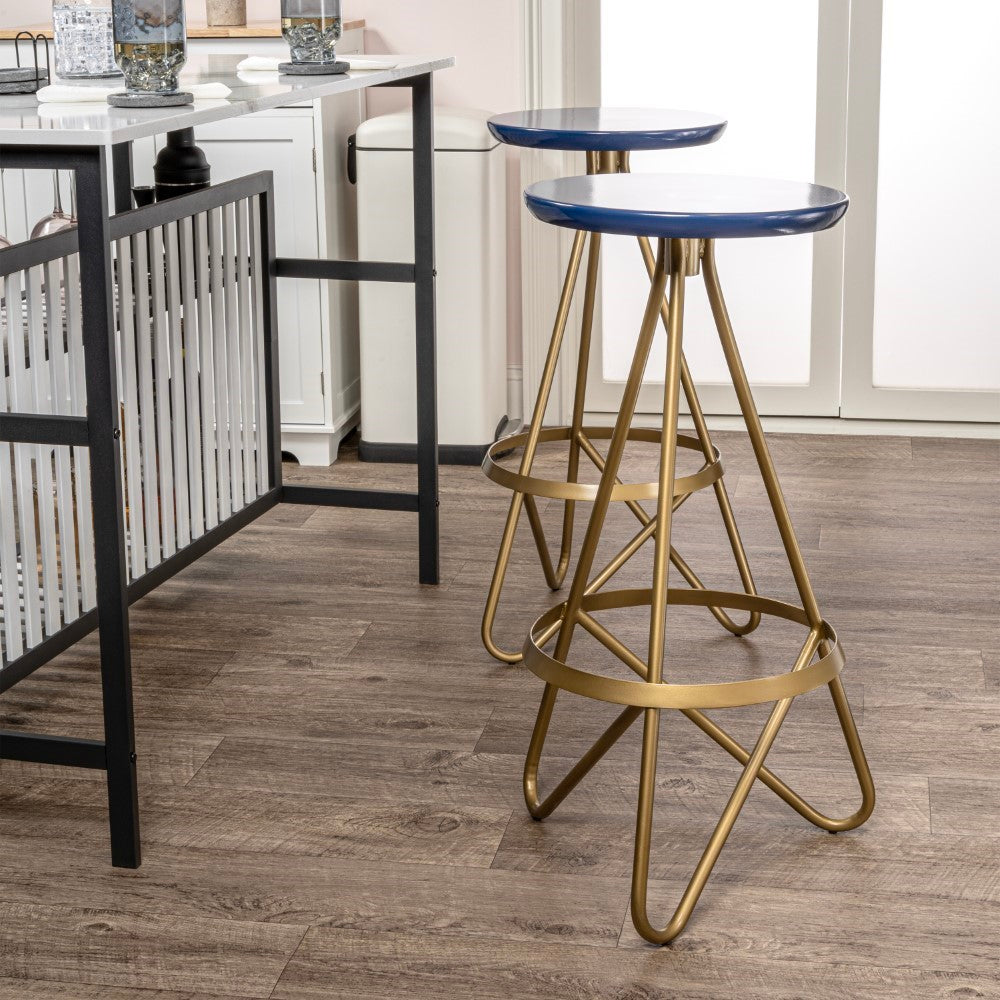 Nobu 30" Modern Industrial Metal Backless Circular Bar Stool