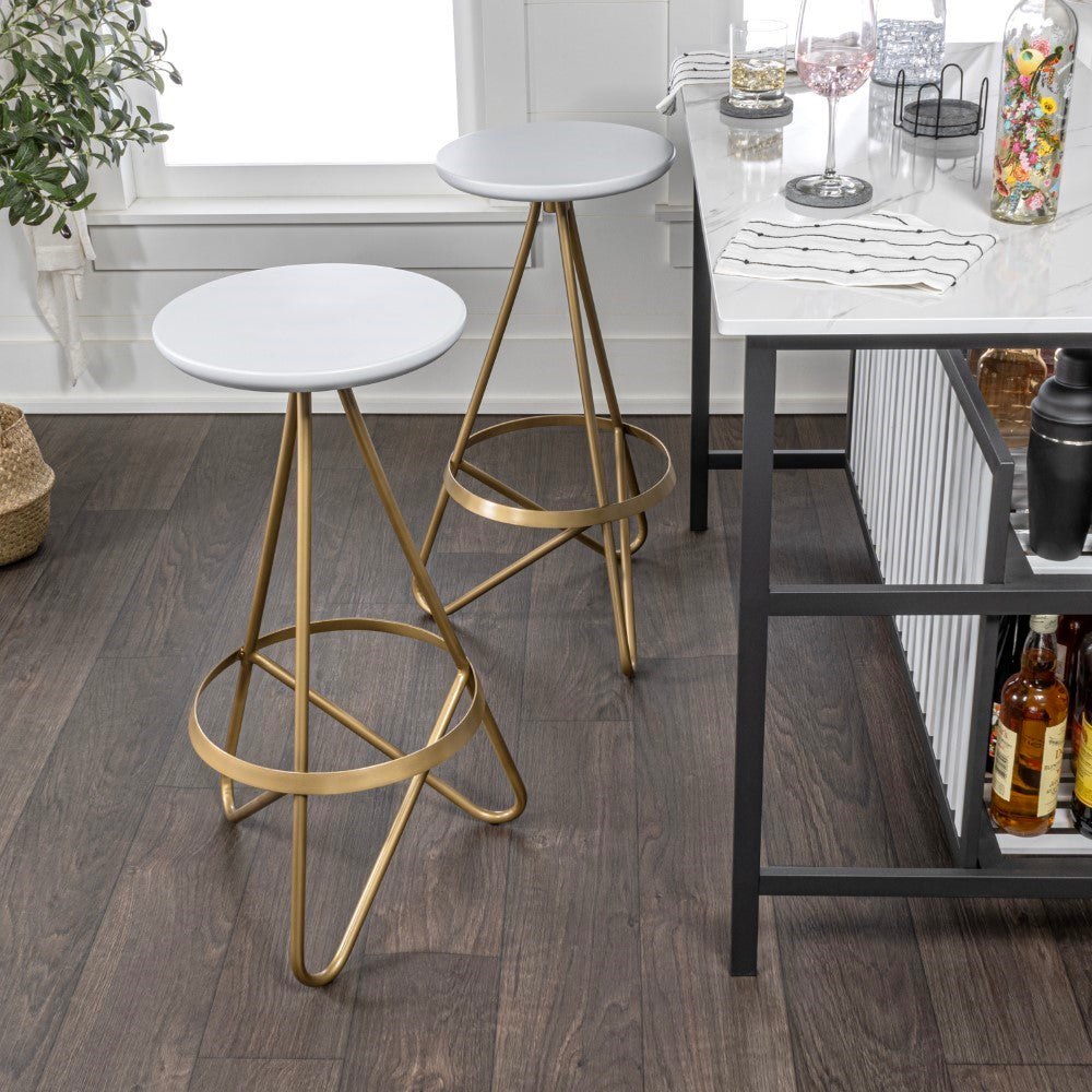 Nobu 30" Modern Industrial Metal Backless Circular Bar Stool