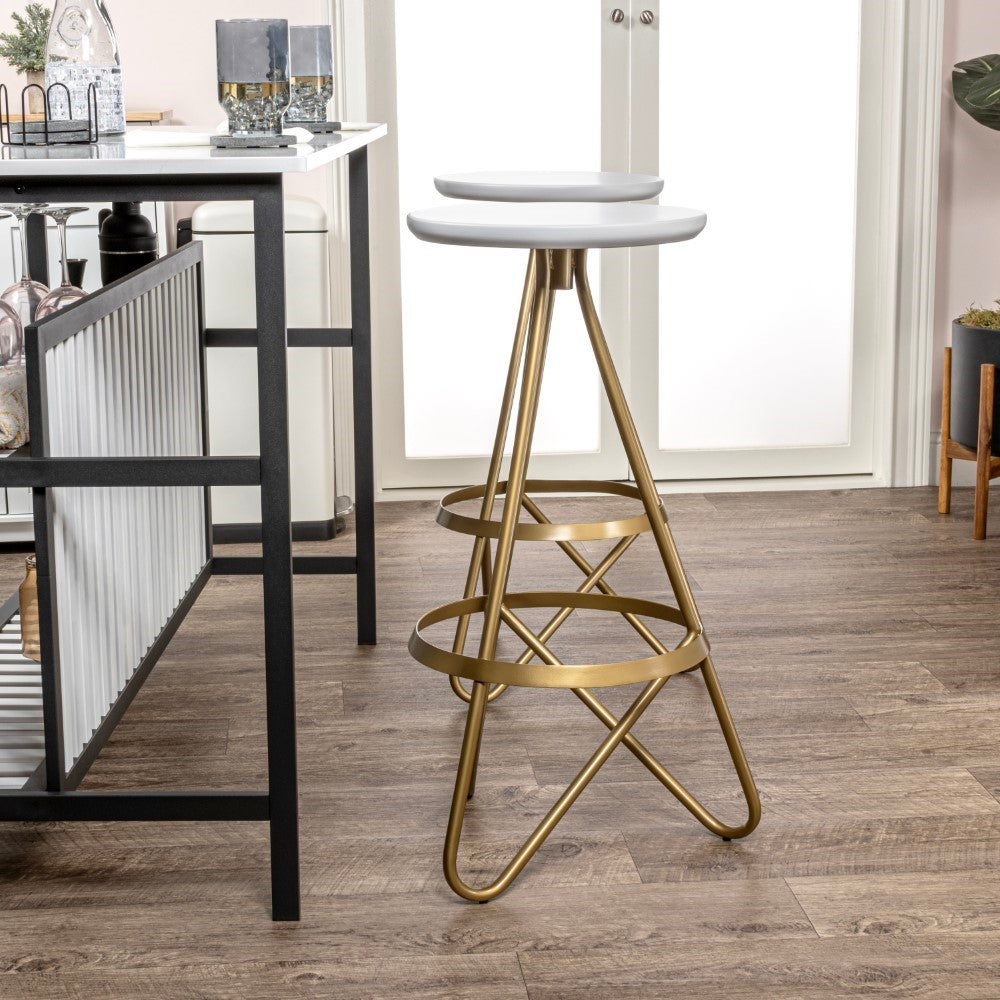 Nobu 30" Modern Industrial Metal Backless Circular Bar Stool