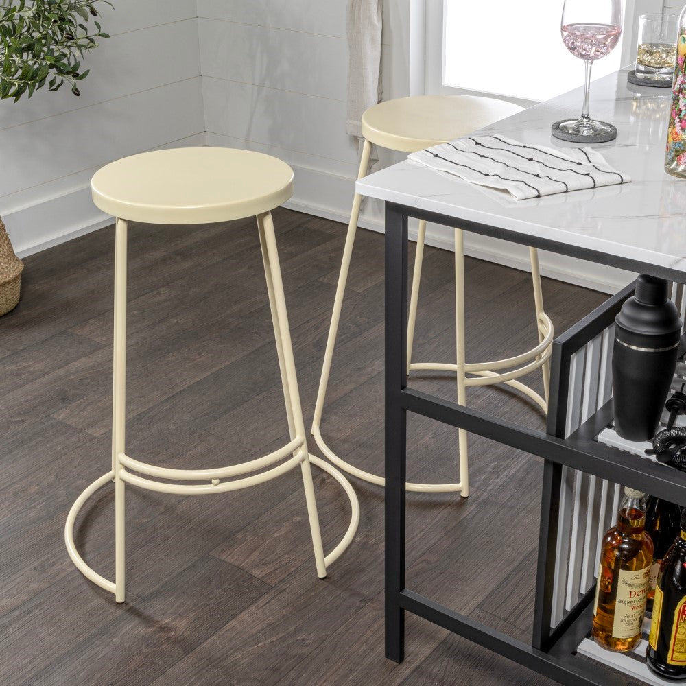 Bergmund 28.75" Modern Designer Iron Curved Backless Bar Stool