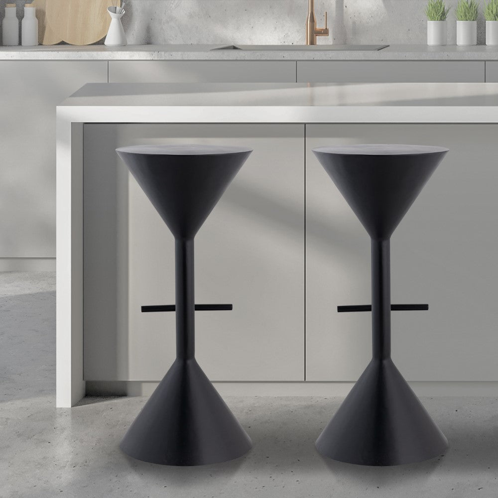 Olivia 29.75" Modern Industrial Iron Hourglass Backless Bar Stool with Foot Rest