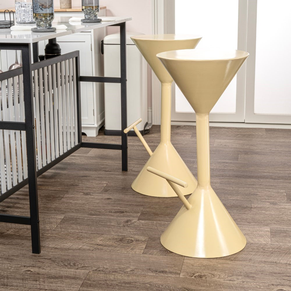 Olivia 29.75" Modern Industrial Iron Hourglass Backless Bar Stool with Foot Rest