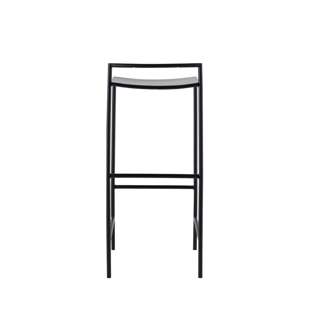 Noble 30" Coastal Contemporary Iron Saddle-Seat Low-Back Bar Stool with Foot Rest