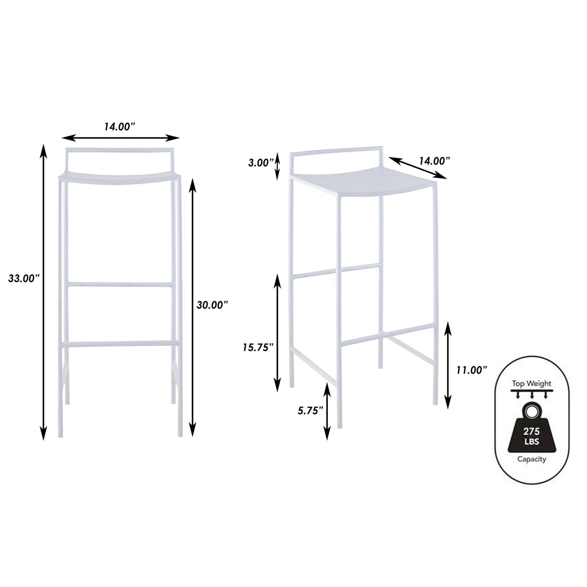 Noble 30" Coastal Contemporary Iron Saddle-Seat Low-Back Bar Stool with Foot Rest
