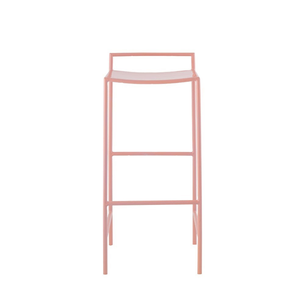Noble 30" Coastal Contemporary Iron Saddle-Seat Low-Back Bar Stool with Foot Rest