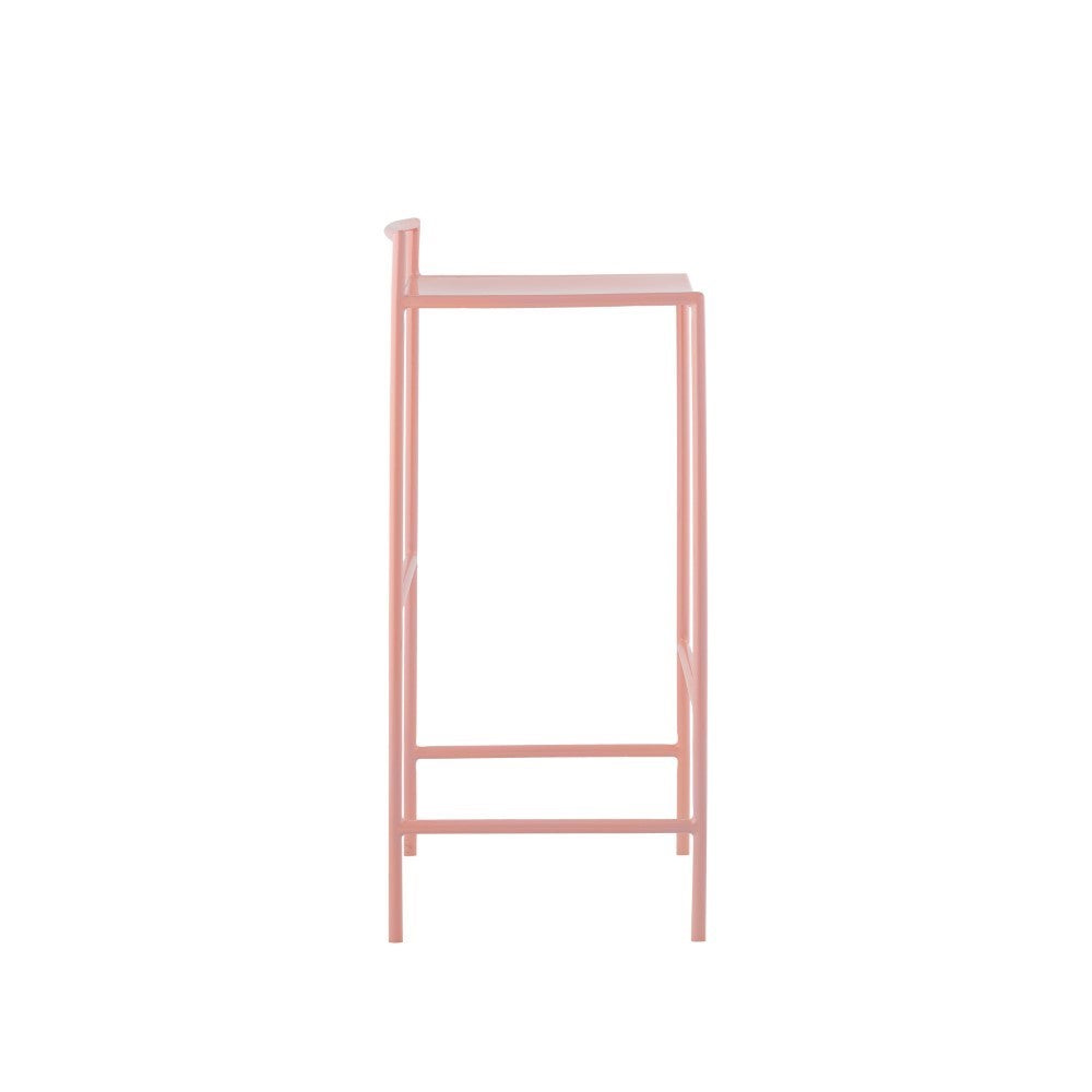 Noble 30" Coastal Contemporary Iron Saddle-Seat Low-Back Bar Stool with Foot Rest