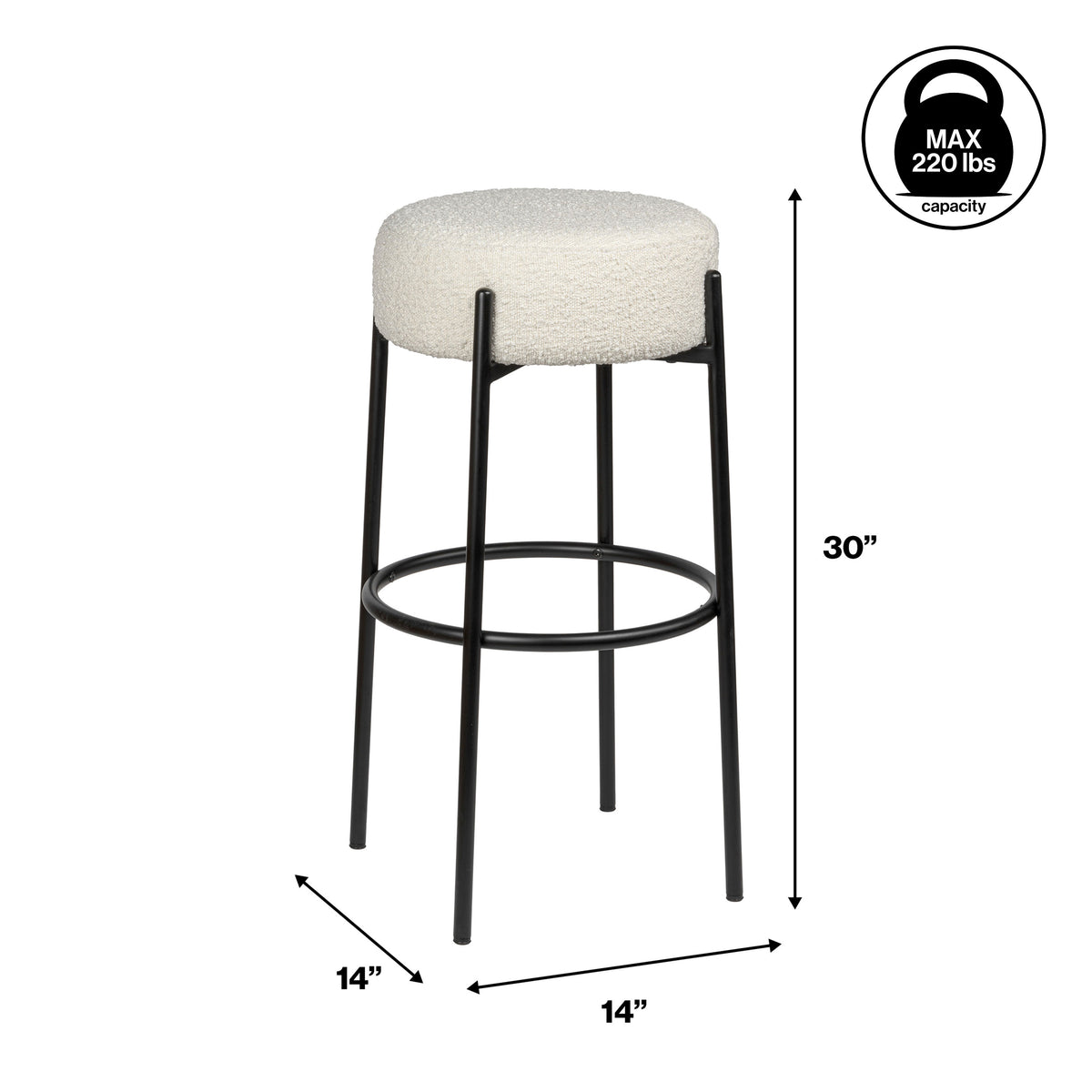 Carrie Modern Round Backless Cushioned Bar/Counter Stool