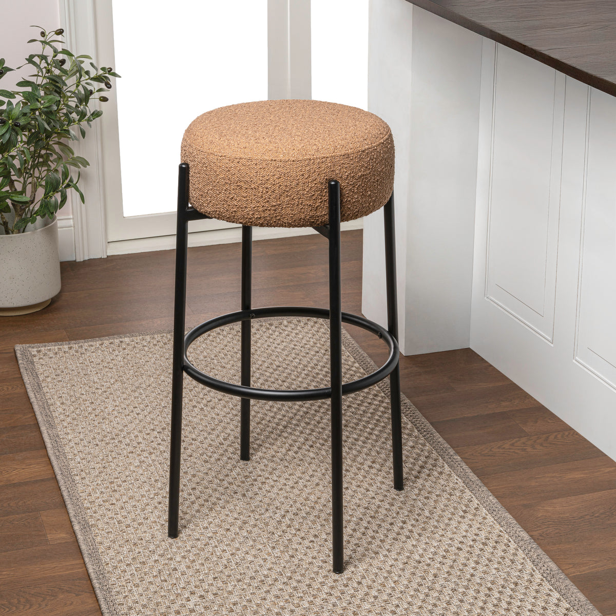 Carrie Modern Round Backless Cushioned Bar/Counter Stool