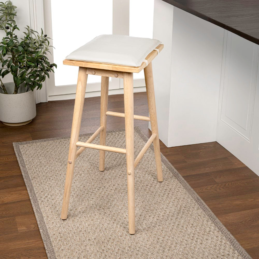 Skystag 26" MidCentury Classic Saddle-Seat Solid Wood/Vegan Leather Backless Counter Stool with Removeable Cushion
