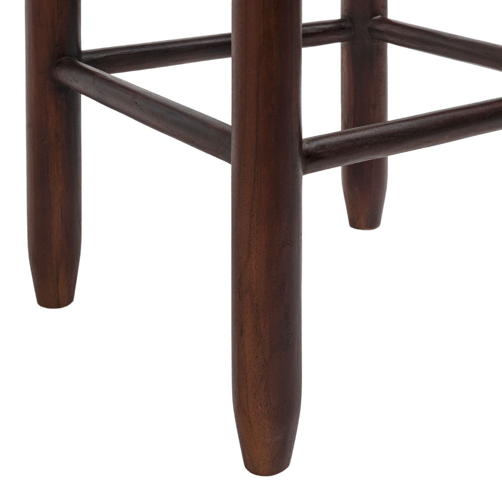 Caldor Coastal Casual Handcrafted Teak Wood Backless Indoor/Outdoor Counter Stool with Synthetic Woven Seat