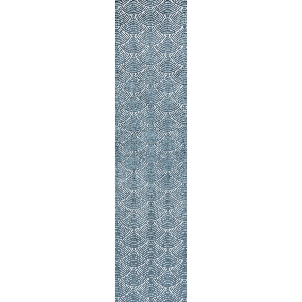 Bhavya Geometric Art Deco Fan Pattern High-low Area Rug
