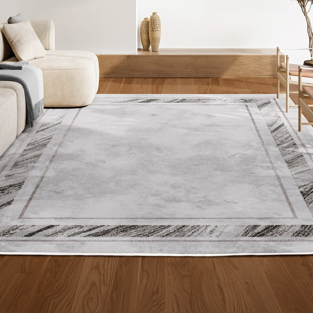Verano Classic Border Marble Pattern High-low Area Rug