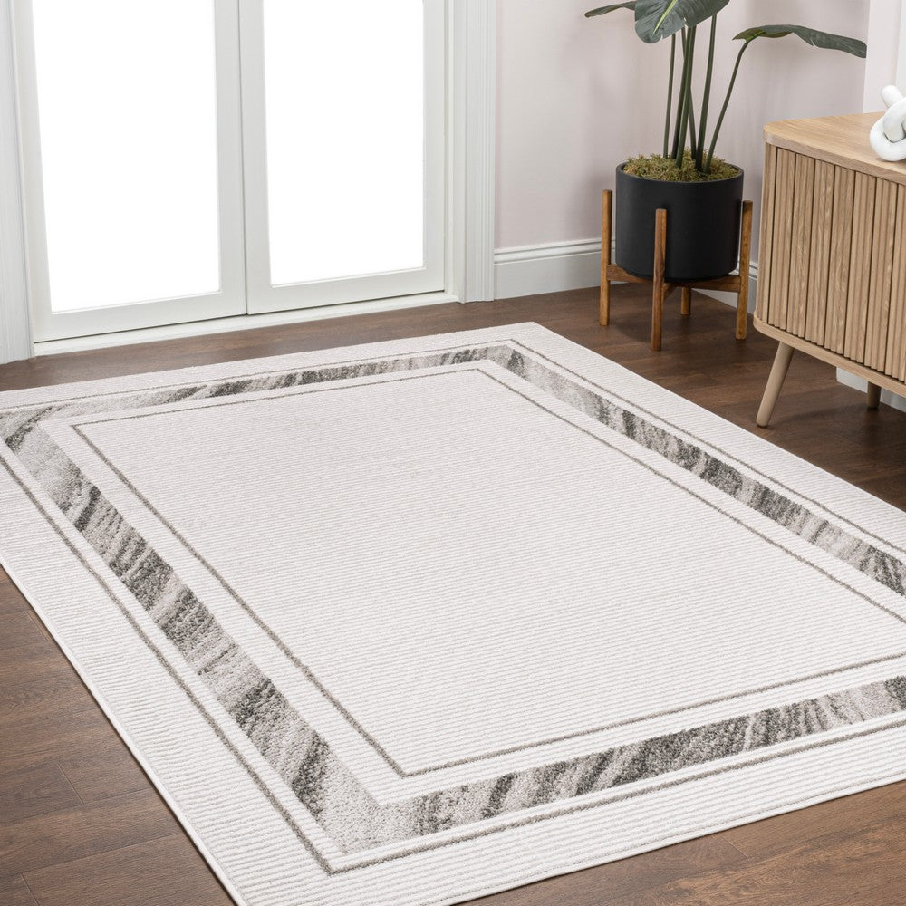 Verano Classic Border Marble Pattern High-low Area Rug