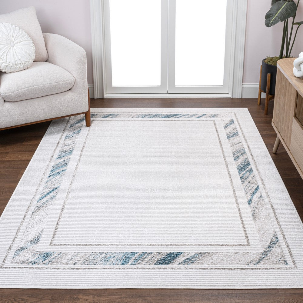 Verano Classic Border Marble Pattern High-low Area Rug