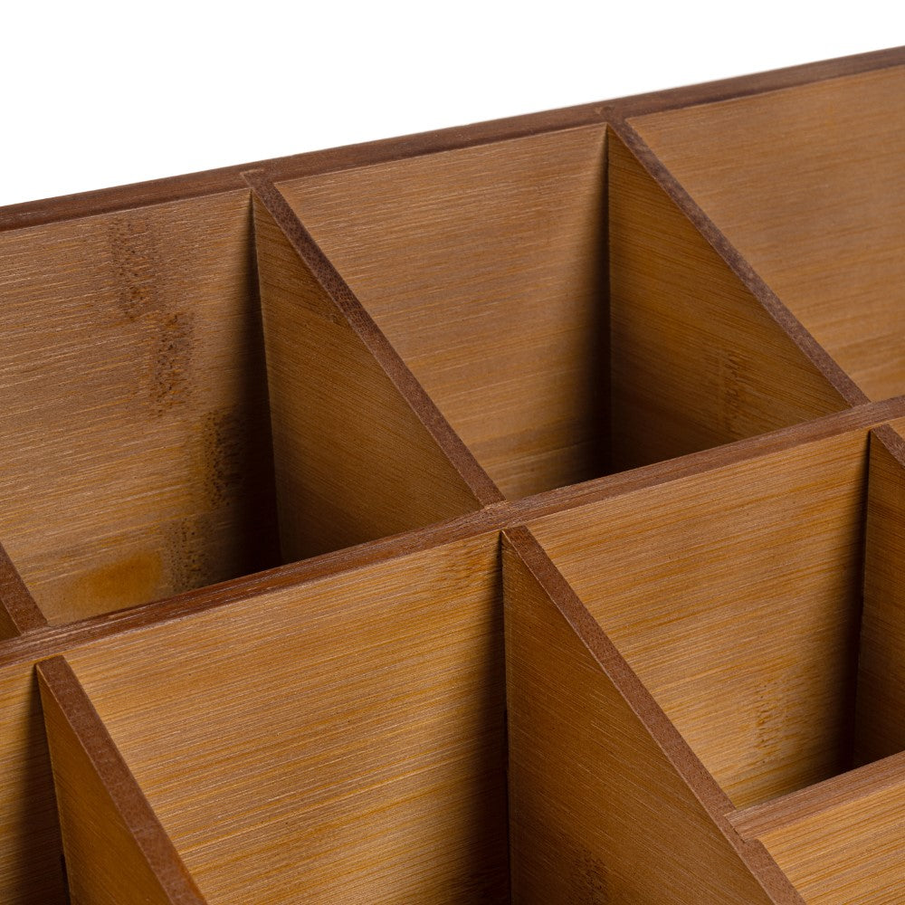Glow 18 in. W x 9.5 in. D x 6.5 in. H Minimalist Handcrafted Bamboo Cup and Condiment Station