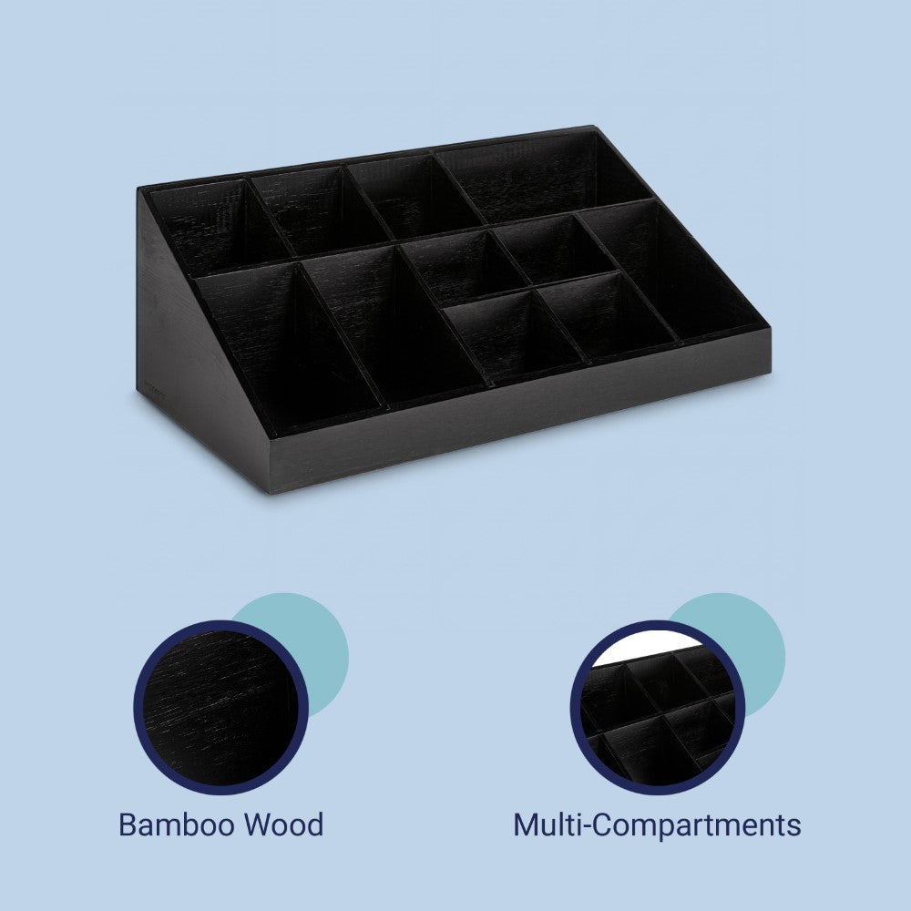 Glow 18 in. W x 9.5 in. D x 6.5 in. H Minimalist Handcrafted Bamboo Cup and Condiment Station