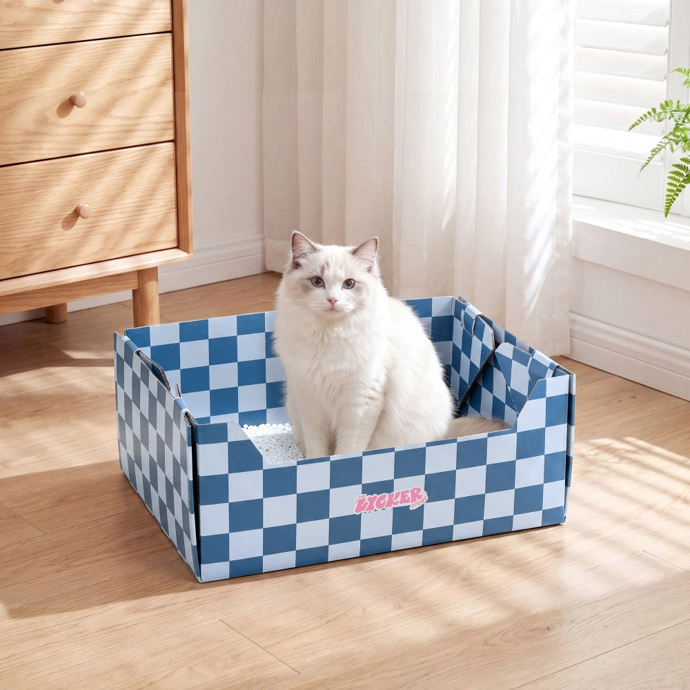 Pawsie 17" Modern Waterproof Disposable Cardboard Cat Litter Box with Scoop