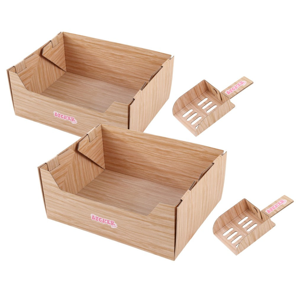 Pawsie 17" Modern Waterproof Disposable Cardboard Cat Litter Box with Scoop