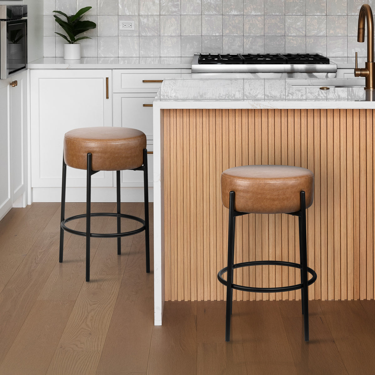 Carrie Modern Round Backless Cushioned Bar/Counter Stool