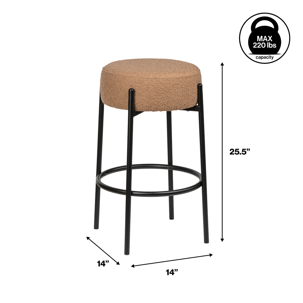 Carrie Modern Round Backless Cushioned Bar/Counter Stool
