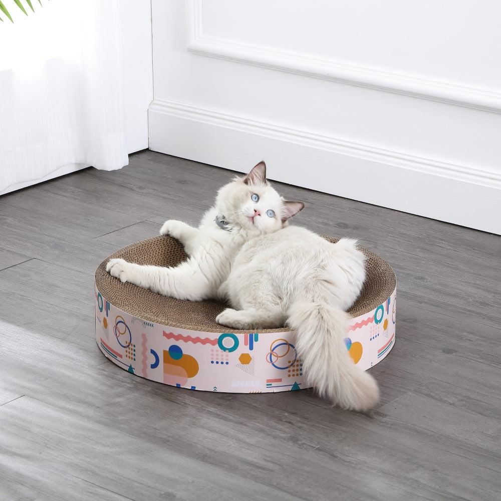 Santu 20.13" Modern Cardboard Round Bowl Cat Scratcher with Catnip