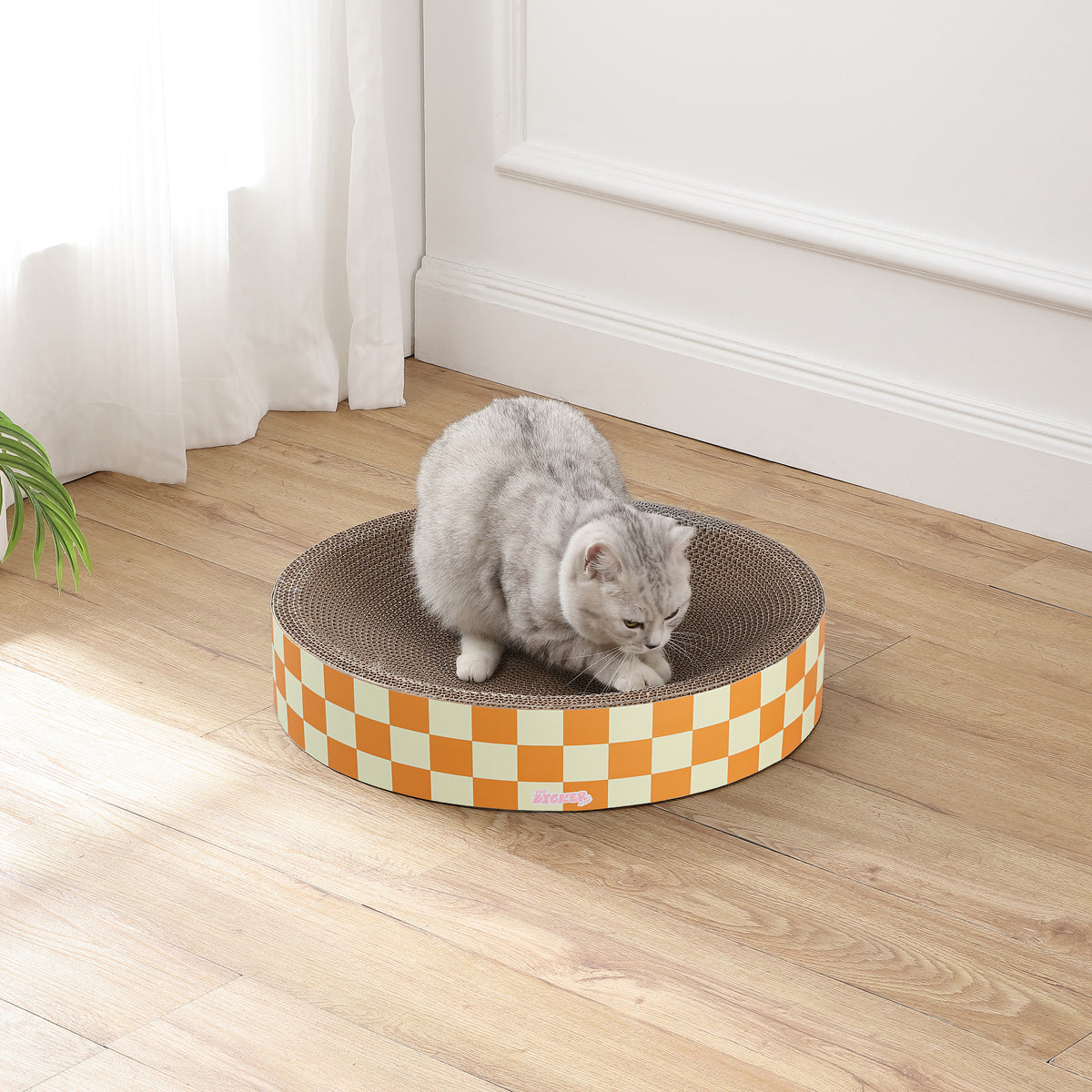 Santu 20.13" Modern Cardboard Round Bowl Cat Scratcher with Catnip