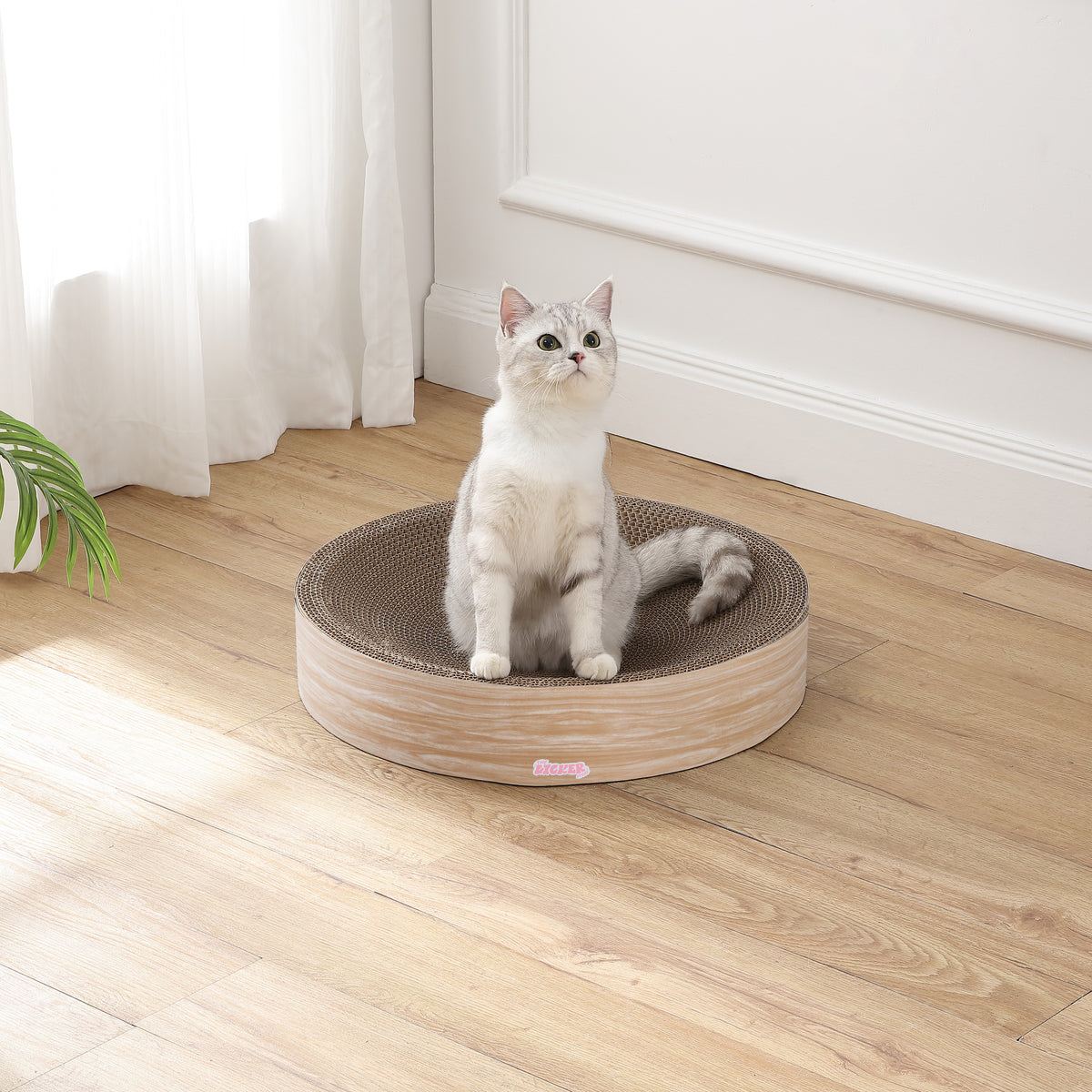 Santu 20.13" Modern Cardboard Round Bowl Cat Scratcher with Catnip