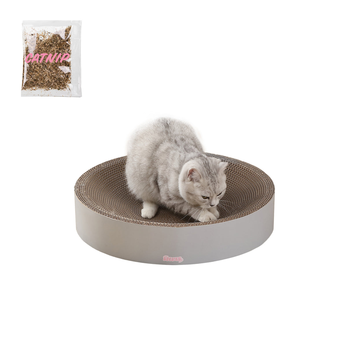 Santu 20.13" Modern Cardboard Round Bowl Cat Scratcher with Catnip