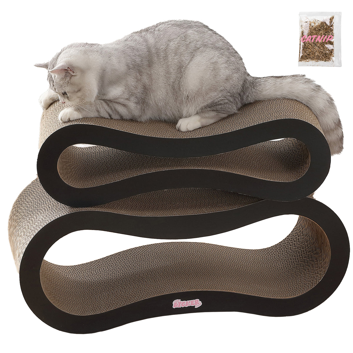 Surbhi 26" Modern Cardboard Infinity 2-in-1 Lounge Bed Cat Scratcher with Catnip