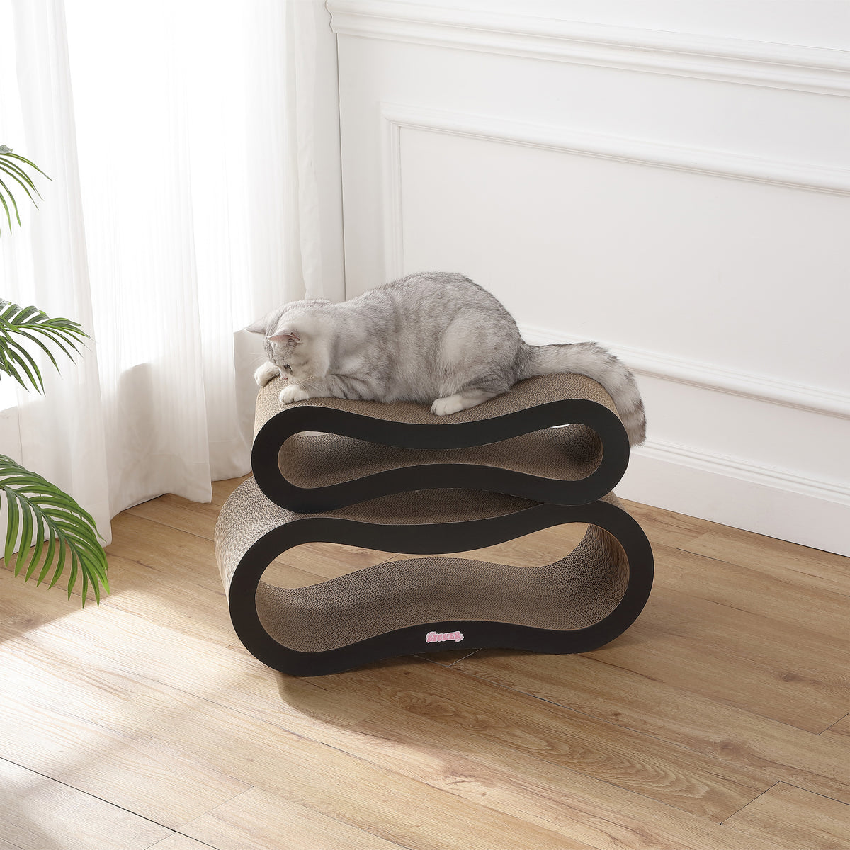 Surbhi 26" Modern Cardboard Infinity 2-in-1 Lounge Bed Cat Scratcher with Catnip