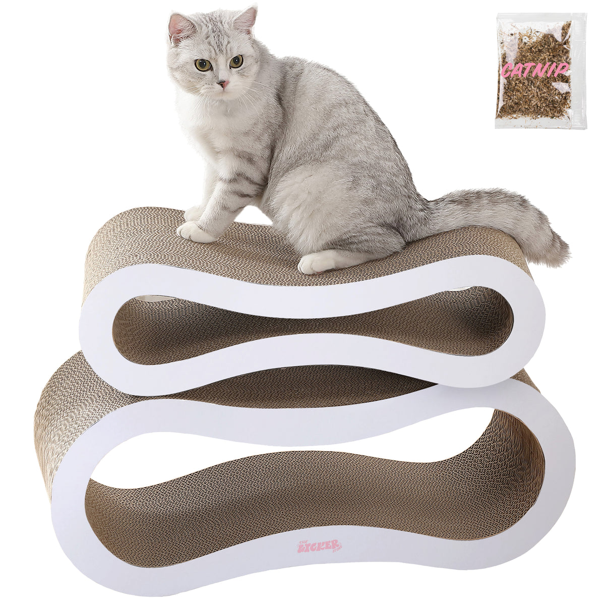 Surbhi 26" Modern Cardboard Infinity 2-in-1 Lounge Bed Cat Scratcher with Catnip