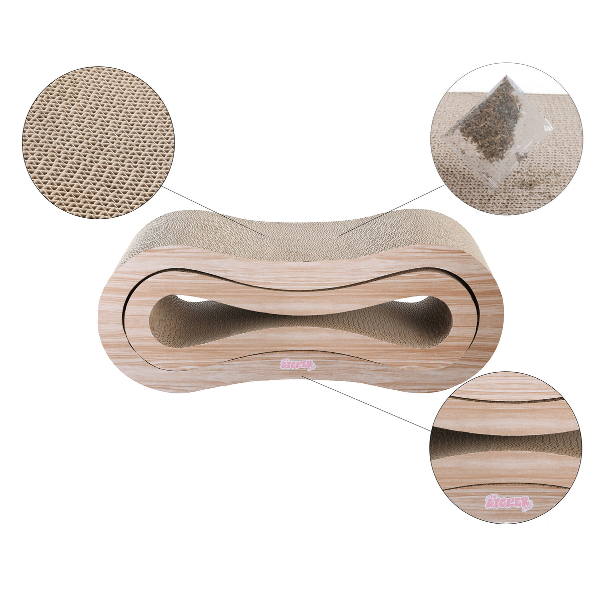 Surbhi 26" Modern Cardboard Infinity 2-in-1 Lounge Bed Cat Scratcher with Catnip