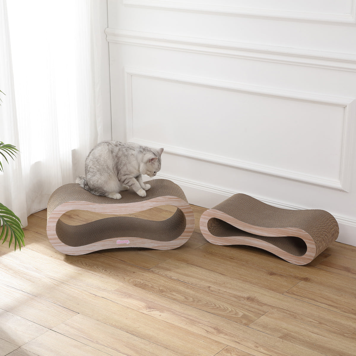 Surbhi 26" Modern Cardboard Infinity 2-in-1 Lounge Bed Cat Scratcher with Catnip