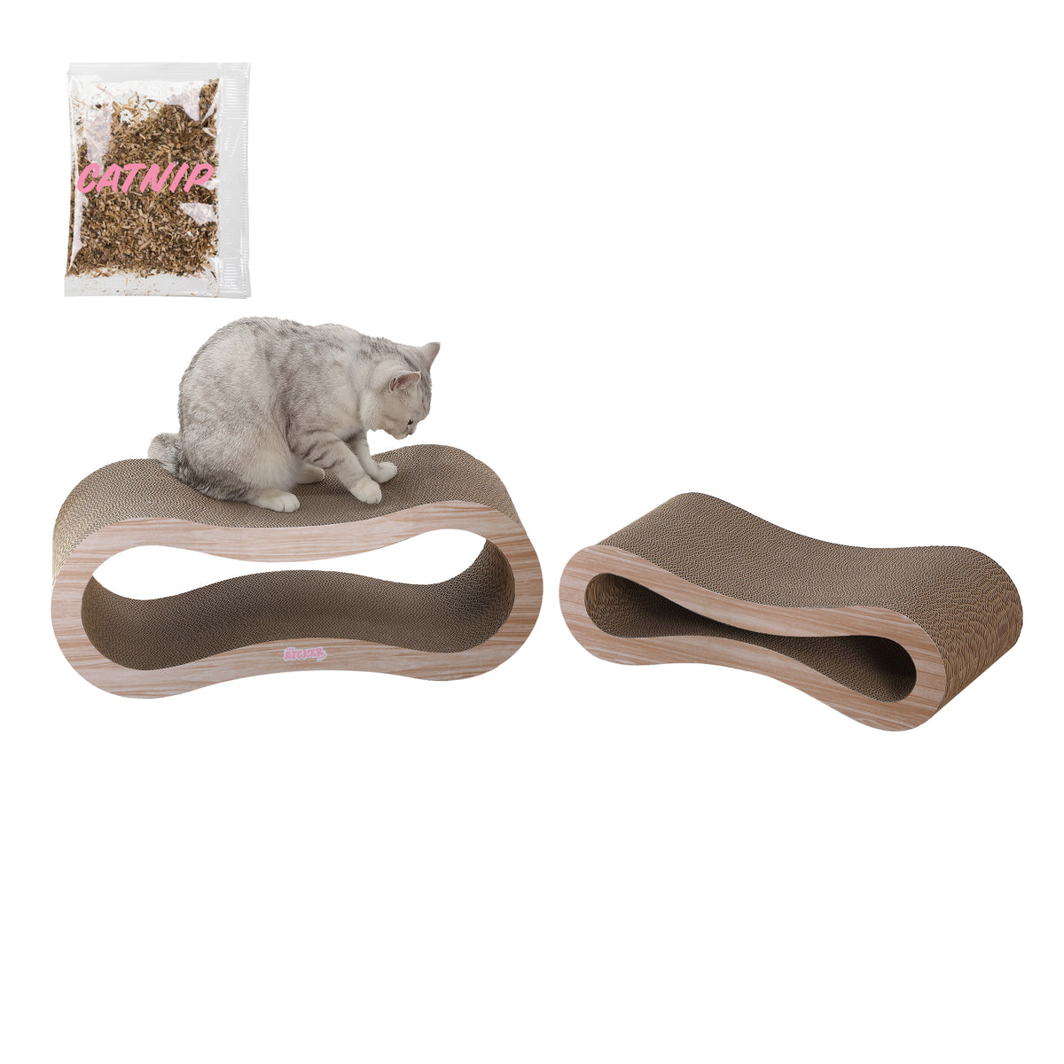 Surbhi 26" Modern Cardboard Infinity 2-in-1 Lounge Bed Cat Scratcher with Catnip