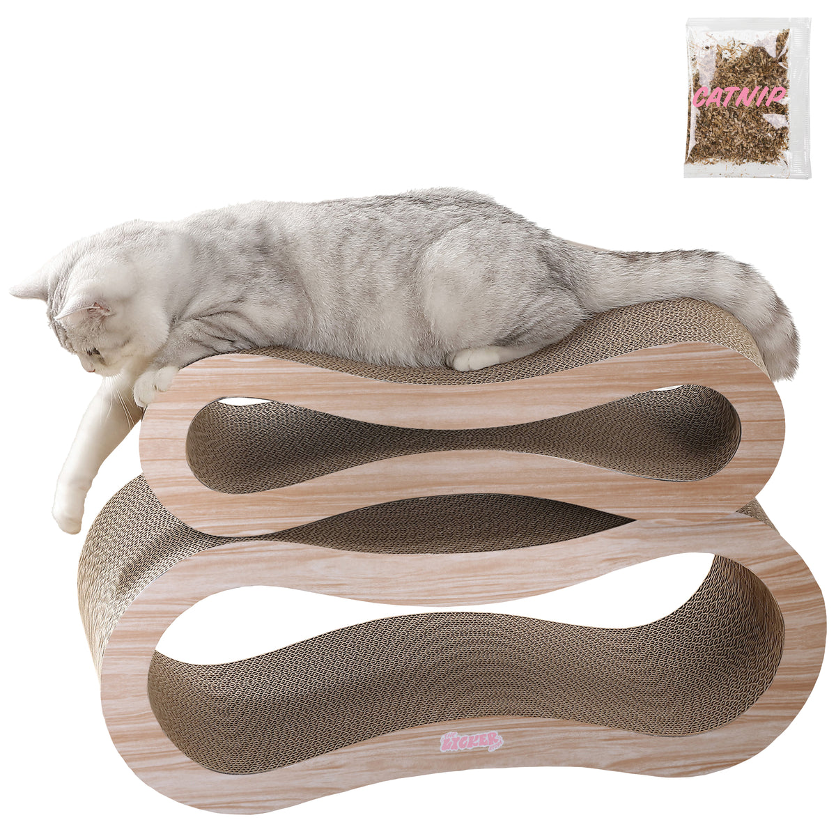 Surbhi 26" Modern Cardboard Infinity 2-in-1 Lounge Bed Cat Scratcher with Catnip